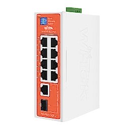 Wi-Tek - 8 x 10/100 + 1 x 10/100/1000 + 1 x SFP Fiber Uplink Industrial PoE Switch with 8Port PoE / Toplam 10Port Yönetilemez