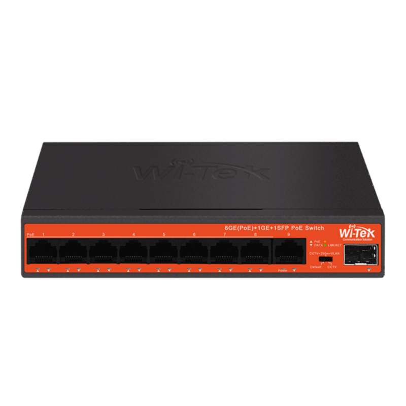 Wi-Tek - 8 Port Gigabit Poe 250Mt. Mesafe Switch